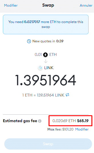 Gas fee MetaMask